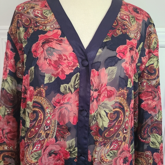 Victoria’s Secret Nightgown Size M L Vintage Gold Label Pajama Top Sheer Kimono - Picture 2 of 15